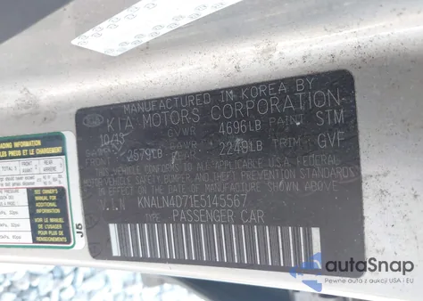 2014 Kia Cadenza Premium z USA, uszkodzony, nr VIN KNALN4D71E5145567